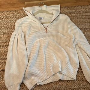 525 half zip sweater -cream